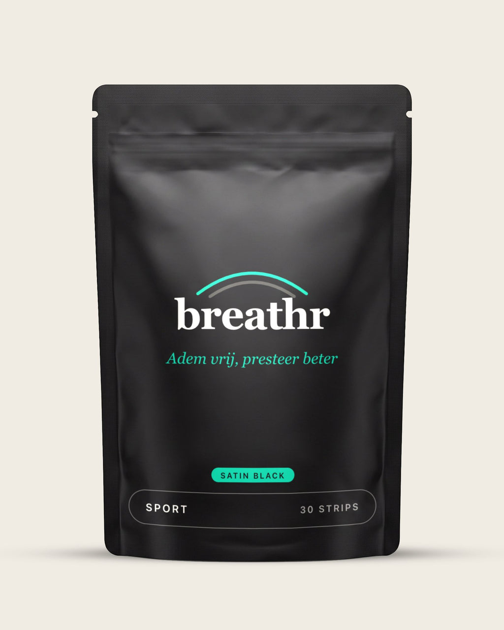 Breathr Sport Neusstrips Zwart Satijn, zakje met 30 strips
